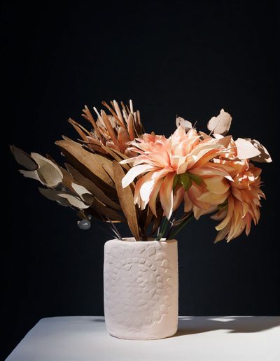 White Organic Pattern Vase with dried flowers