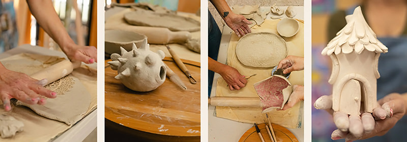artists making clay pieces